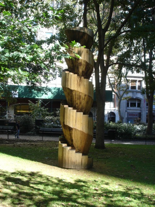 Wooden sculpture madison sq park